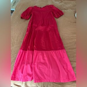 Old Navy red and pink color blocked maxi dress